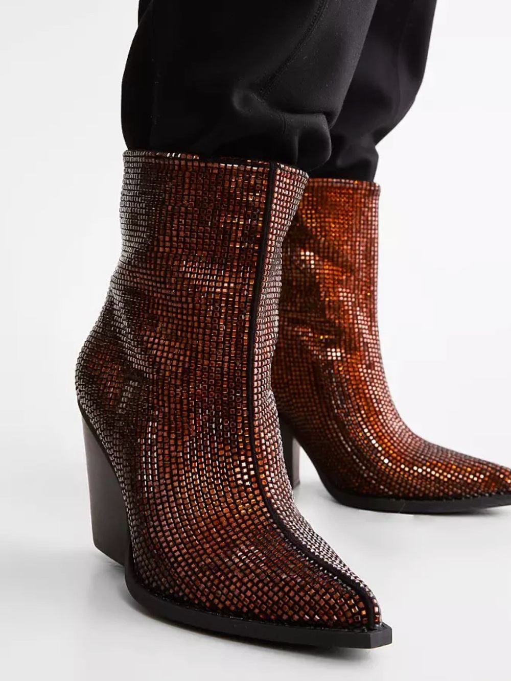 Embellished Copper Ankle Boots - Women's Fashion Booties Beast